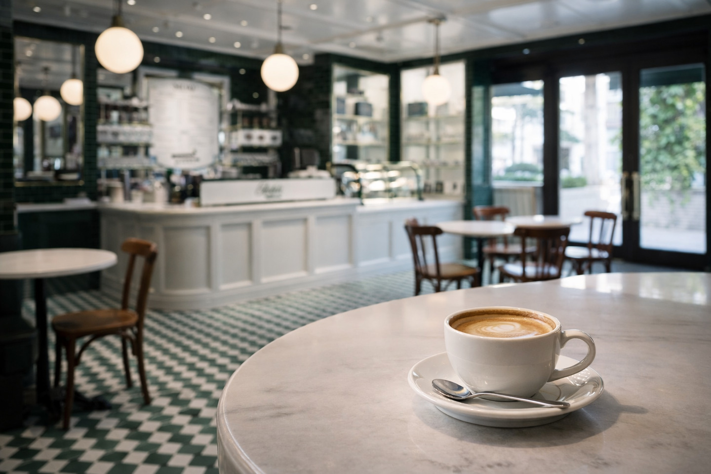 カフェでおしゃれに背景をぼかした写真