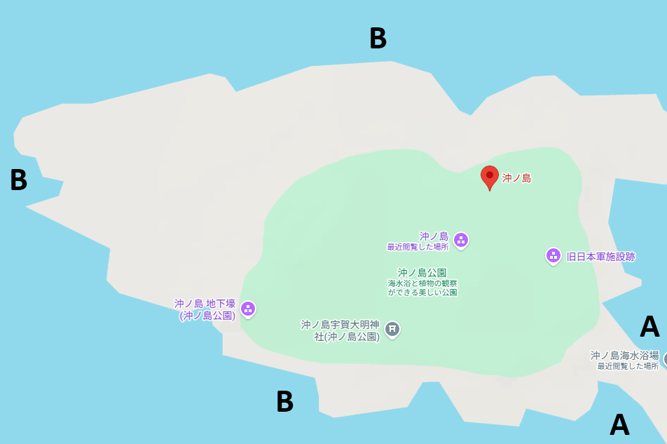 沖ノ島の磯、海水浴場 