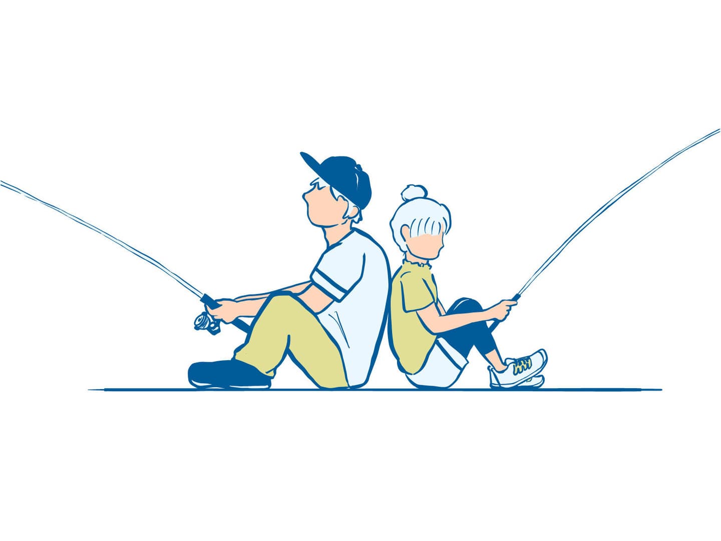 エギングをする人のイラスト